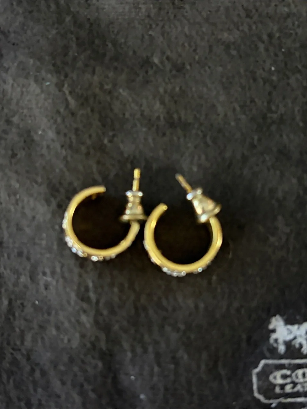 Coach Gold Hoop Earrings with Crystal Accents - Picture 3 of 3
